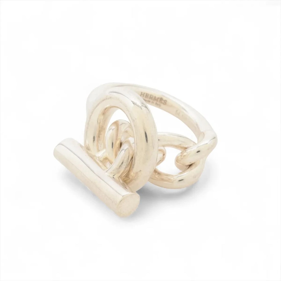 HERMES CROISETTE PM RING 925 SILVER: Hermes Croisette PM Ring 925 Silver Brand: Hermes Type/Style: Ring Material: 925, Color: Silver Size: 5.25 US Accessories: None Accessories Notice: When purchasing pre-owned goods, please