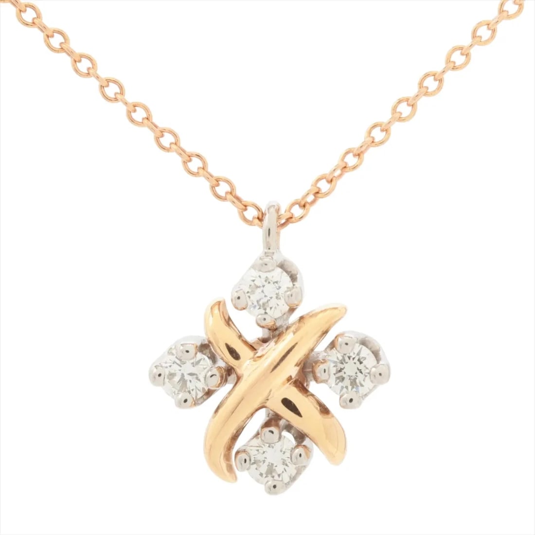 TIFFANY JEAN SCHRAMBERSEE DIAMOND NECKLACE: Tiffany Jean Schrambersee diamond Necklace Brand: Tiffany Type/Style: Necklace Material: 750(PG)×Pt950, Main Stone/Creation Natural Color: PG Size: Size(CM) Chain length:41.1 Accessories: