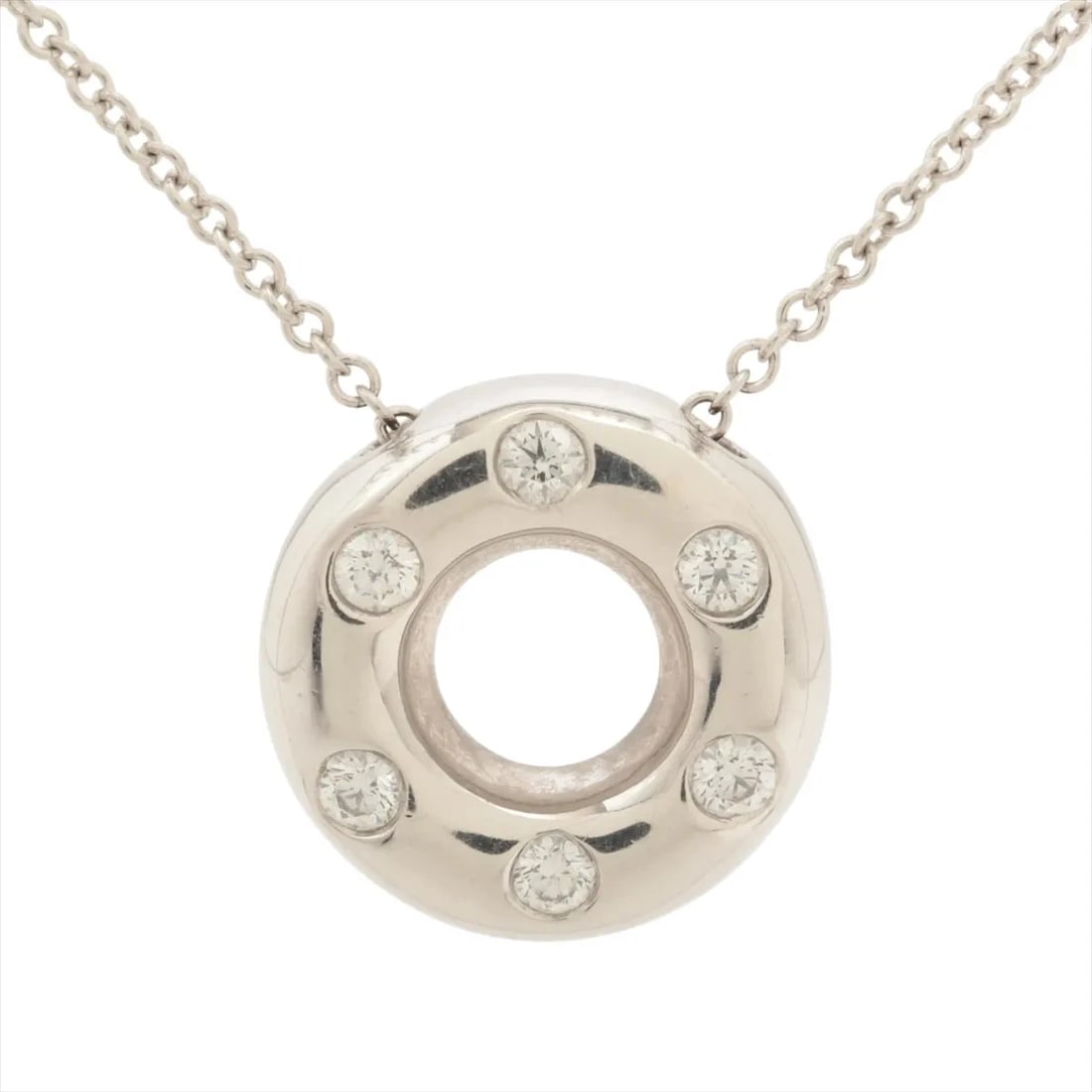 TIFFANY DOTS CIRCLE DIAMOND NECKLACE: Tiffany Dots Circle diamond Necklace Brand: Tiffany Type/Style: Necklace Material: Pt950, Main Stone/Creation Natural Color: Not Specified Size: Size(CM) Chain length:41 Accessories: None