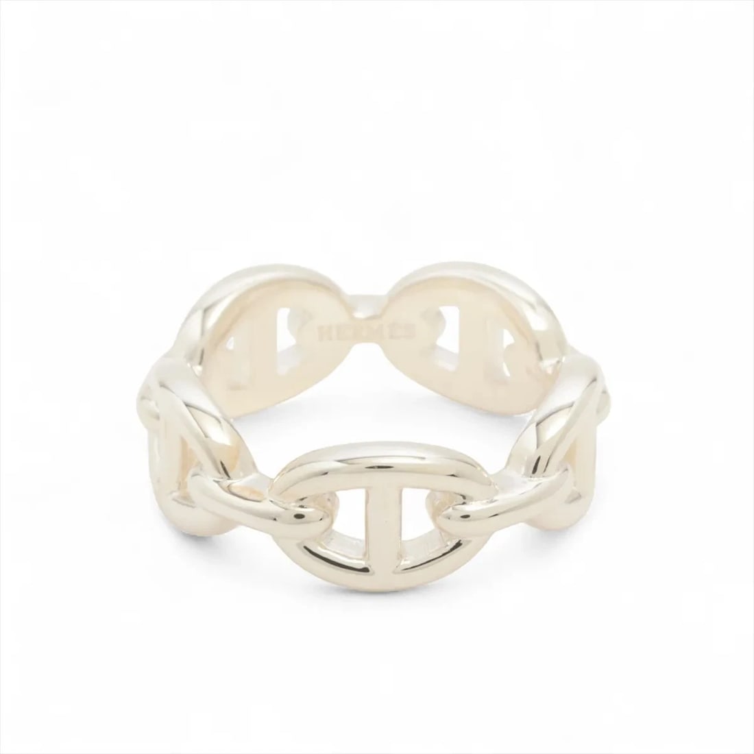 HERMES CHAINE D'ANCRE ENCHAINEE RING: Hermes Chaine d'Ancre Enchainee Ring Brand: Hermes Type/Style: Ring Material: 925, Color: Silver Size: 6 US Accessories: None Accessories Notice: When purchasing pre-owned goods, please refer
