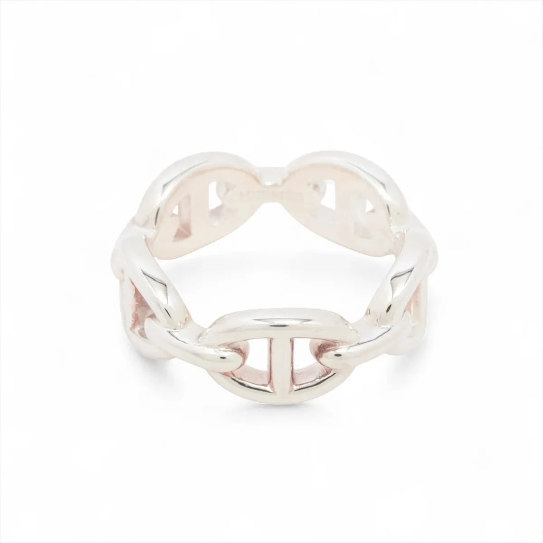 HERMES CHAINE D'ANCRE ENCHAINEE RING: Hermes Chaine d'Ancre Enchainee Ring Brand: Hermes Type/Style: Ring Material: 925, Color: Silver Size: 6.75 - 7 US Accessories: None Accessories Notice: When purchasing pre-owned goods,