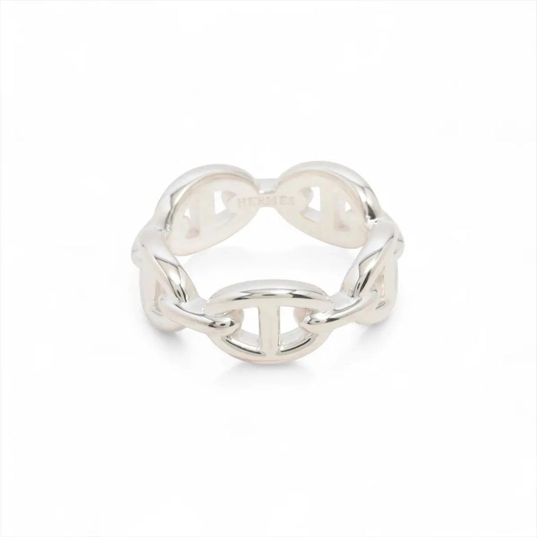 HERMES CHAINE D'ANCRE ENCHAINEE RING: Hermes Chaine d'Ancre Enchainee Ring Brand: Hermes Type/Style: Ring Material: 925, Color: Silver Size: 6 US Accessories: None Accessories Notice: When purchasing pre-owned goods, please refer