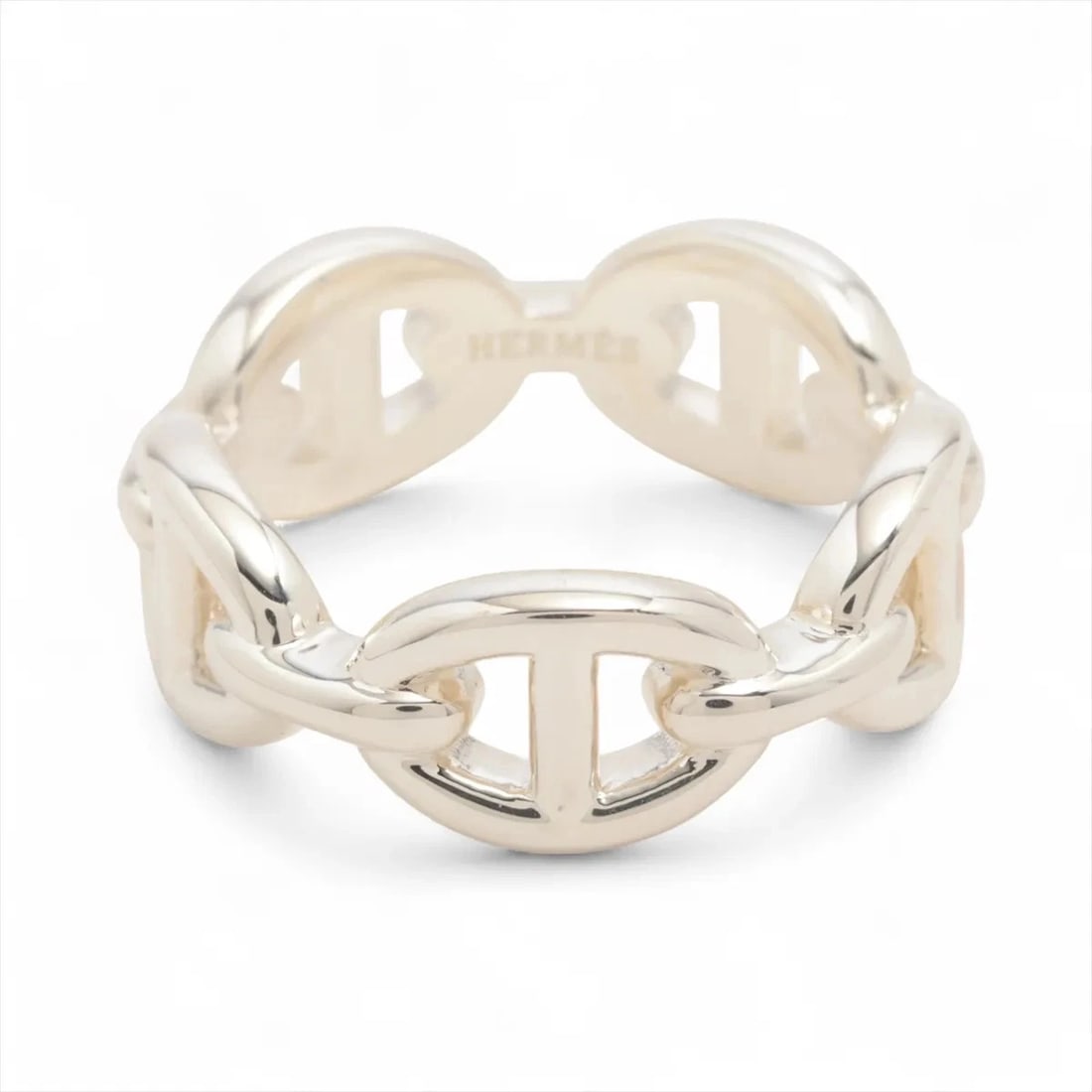 HERMES CHAINE D'ANCRE ENCHAINEE RING: Hermes Chaine d'Ancre Enchainee Ring Brand: Hermes Type/Style: Ring Material: 925, Color: Silver Size: 6 US Accessories: None Accessories Notice: When purchasing pre-owned goods, please refer