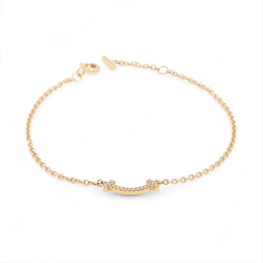 TIFFANY T SMILE MINI DIAMOND BRACELET: Tiffany T Smile Mini diamond Bracelet Brand: Tiffany Type/Style: Bracelet Material: 750(YG), Main Stone/Creation Natural Color: YG Size: Size(CM) Bracelet length:17 Accessories: None