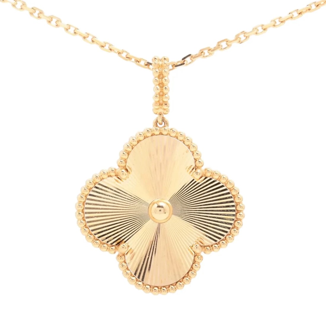 VAN CLEEF & ARPELS MAGIC ALHAMBRA GUILLOCHE NECKLACE: Van Cleef & Arpels Magic Alhambra Guilloche Necklace Brand: Van Cleef & Arpels Type/Style: Necklace Material: 750(YG), Color: Not Specified Size: Size(CM) Chain length:90.5 Accessories: None