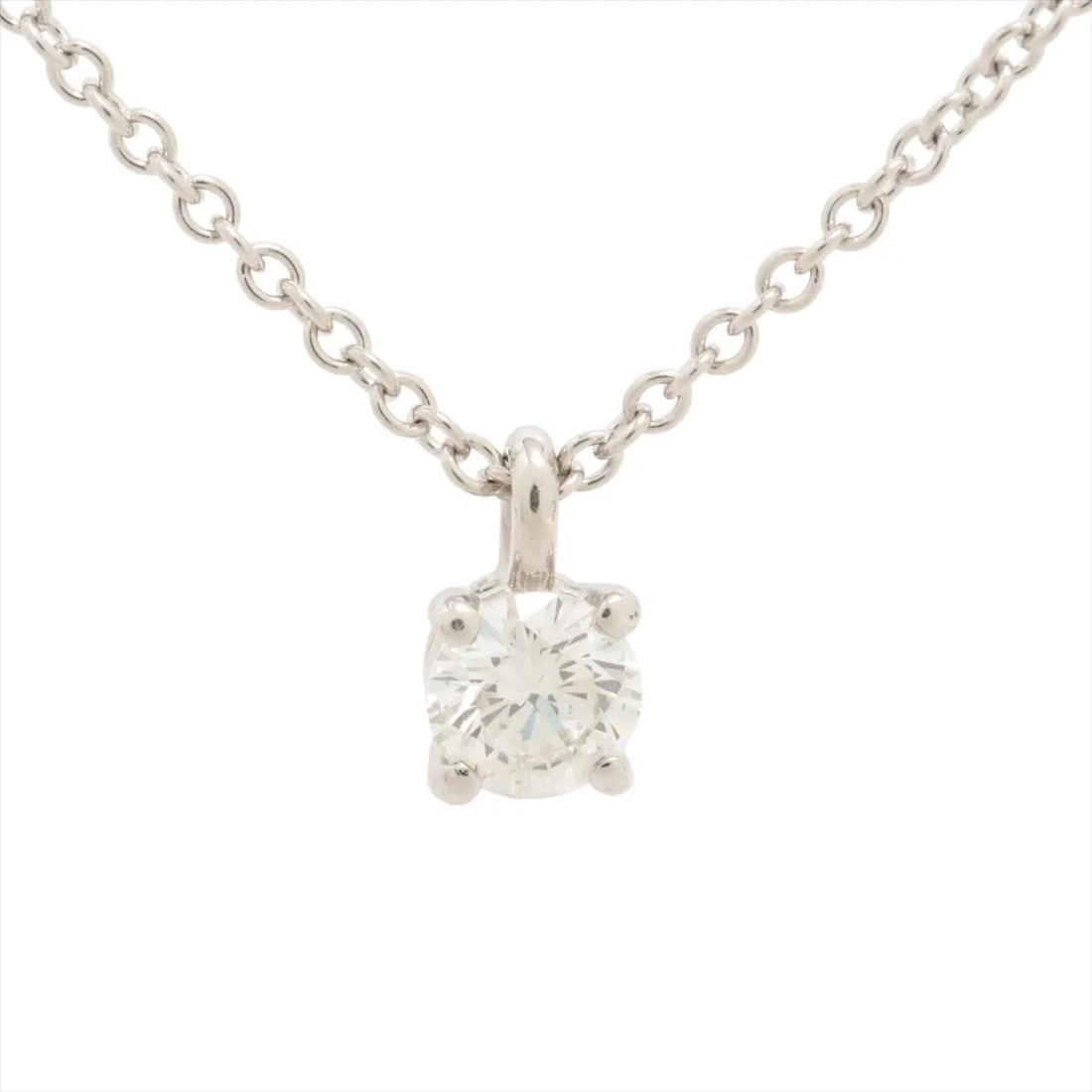 TIFFANY SOLITAIRE DIAMOND NECKLACE PT950 DIAMOND DIAMETER: Tiffany Solitaire diamond Necklace Pt950 Diamond diameter Brand: Tiffany Type/Style: Necklace Material: Pt950, Main Stone/Creation Natural Color: Not Specified Size: Size(CM) Chain length:41.4