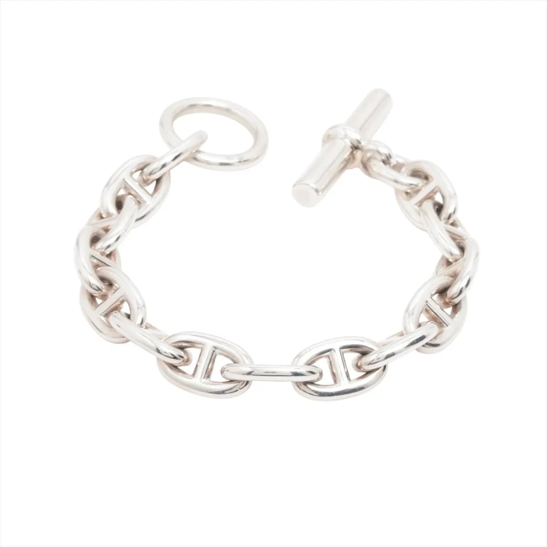 HERMES CHAINE D'ANCRE MM BRACELET: Hermes Chaine d'Ancre MM Bracelet Brand: Hermes Type/Style: Bracelet Material: 925, Color: Silver Size: Bracelet length:15 Accessories: None Accessories Notice: When purchasing pre-owned
