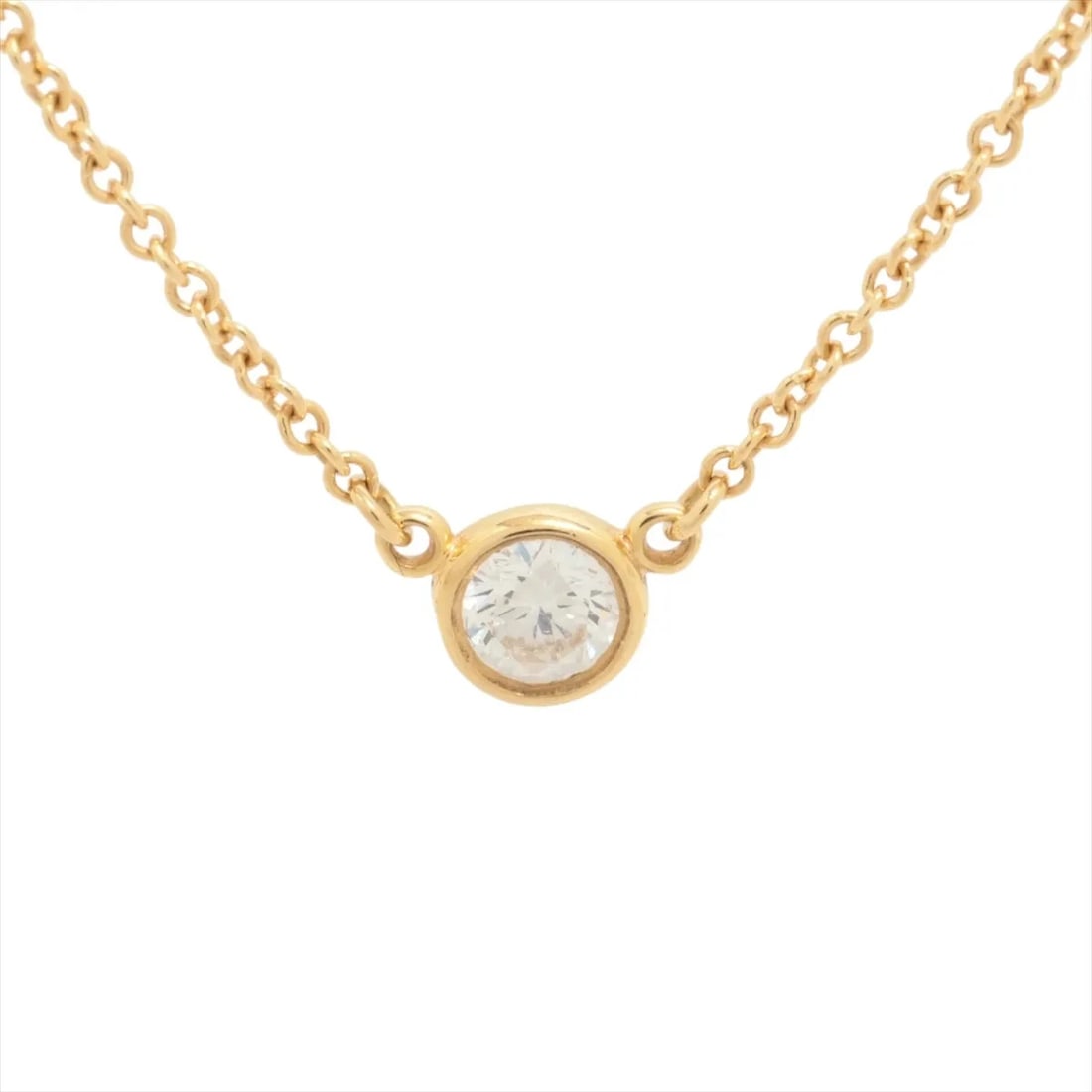 TIFFANY BY THE YARD 1P DIAMOND NECKLACE 750(YG): Tiffany By the Yard 1P diamond Necklace 750(YG) Brand: Tiffany Type/Style: Necklace Material: 750(YG), Main Stone/Creation Natural Color: YG Size: Size(CM) Chain length:40.9 Accessories: None