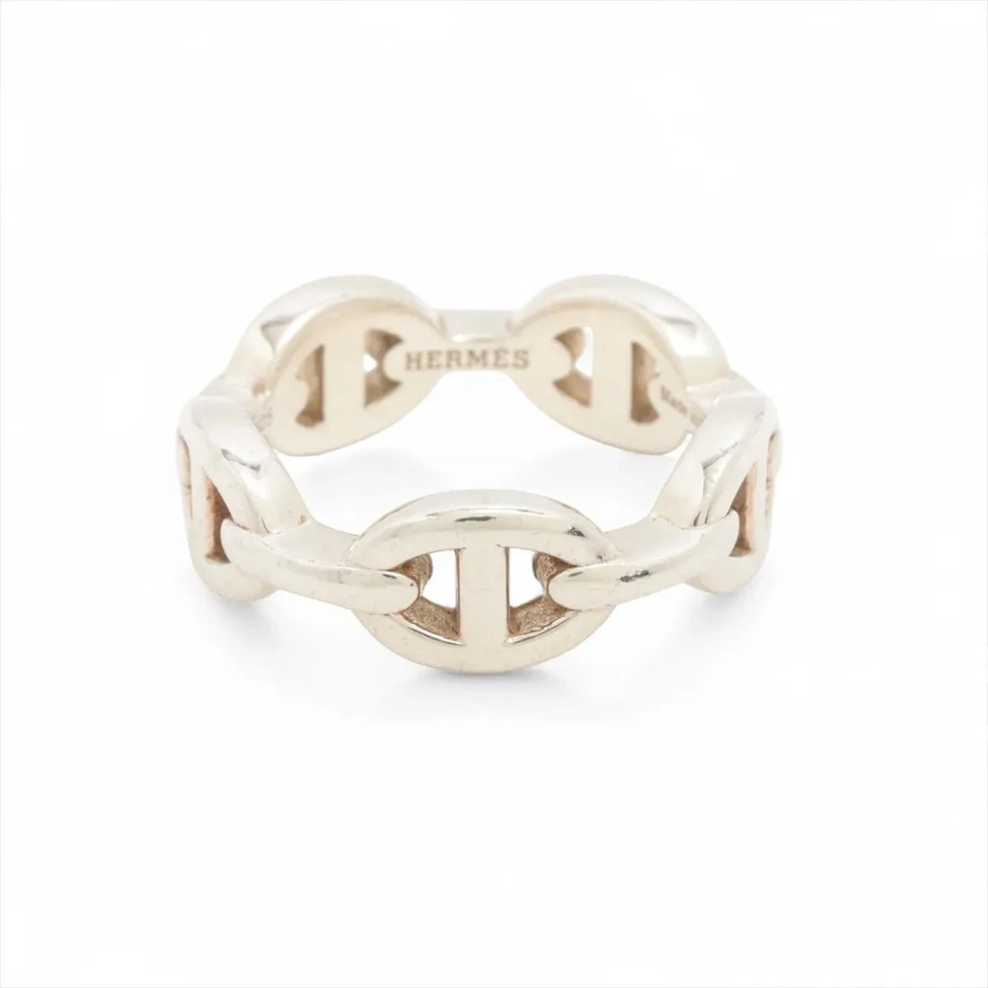 HERMES CHAINE D'ANCRE ENCHAINEE RING: Hermes Chaine d'Ancre Enchainee Ring Brand: Hermes Type/Style: Ring Material: 925, Color: Not Specified Size: 6.25 - 6.5 US Accessories: None Accessories Notice: When purchasing pre-owned