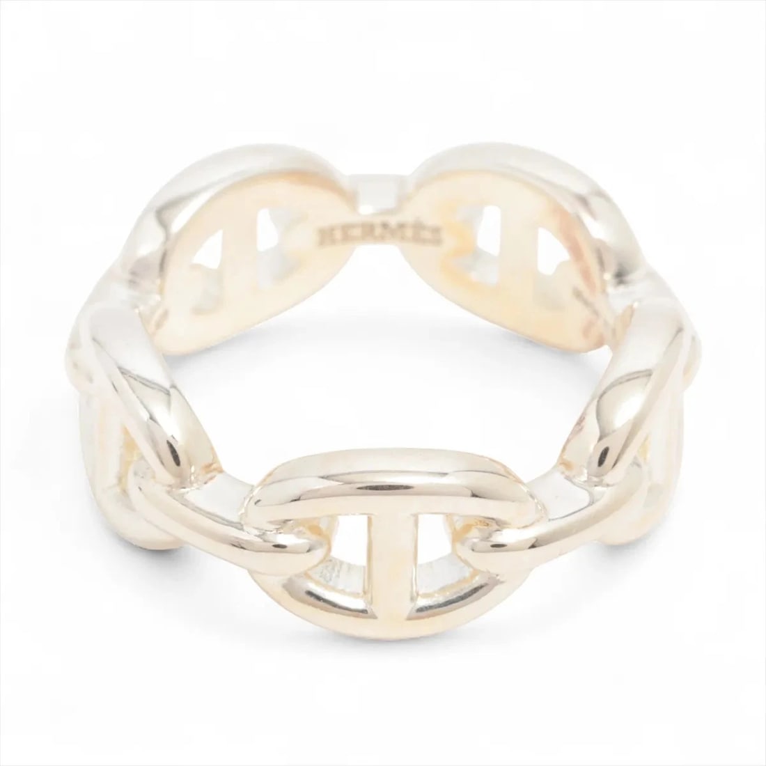 HERMES CHAINE D'ANCRE ENCHAINEE RING 925 SILVER: Hermes Chaine d'Ancre Enchainee Ring 925 Silver Brand: Hermes Type/Style: Ring Material: 925, Color: Silver Size: 5.25 US Accessories: None Accessories Notice: When purchasing pre-owned