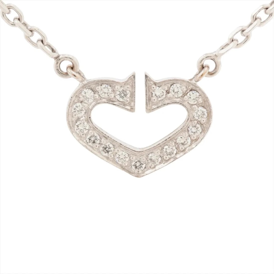 CARTIER C HEART DIAMOND NECKLACE 750(WG): Cartier C Heart diamond Necklace 750(WG) Brand: Cartier Type/Style: Necklace Material: 750(WG), Main Stone/Creation Natural Color: WG Size: Size(CM) Chain length:41.2 Accessories: None