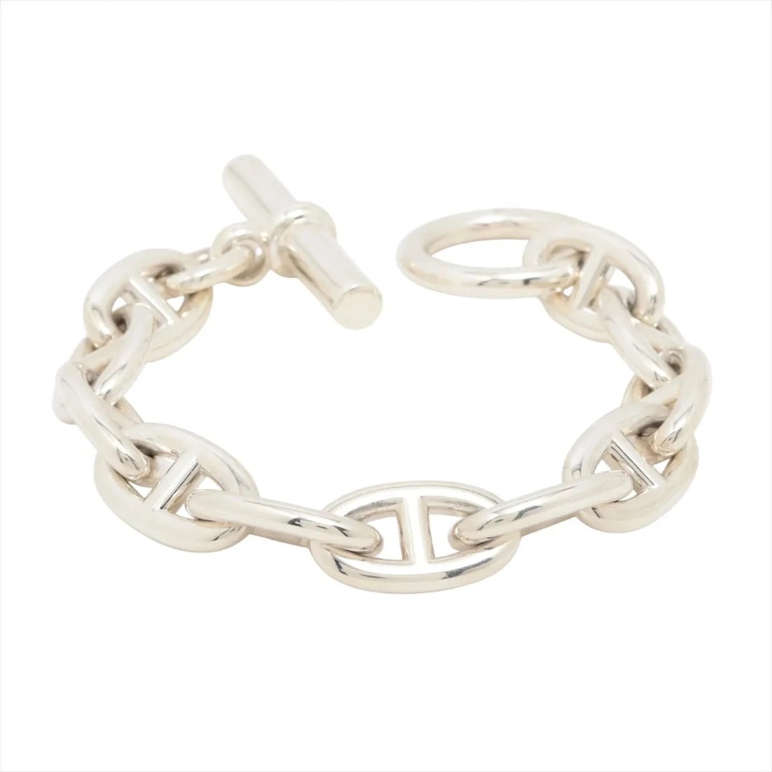 HERMES CHAINE D'ANCRE GM BRACELET: Hermes Chaine d'Ancre GM Bracelet Brand: Hermes Type/Style: Bracelet Material: 925, Color: Silver Size: Bracelet length:14 Accessories: None Accessories Notice: When purchasing pre-owned