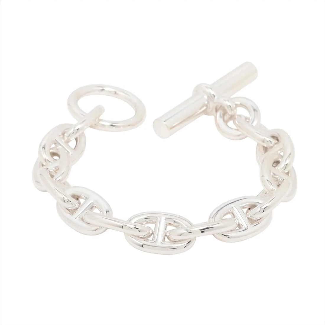 HERMES CHAINE D'ANCRE MM BRACELET: Hermes Chaine d'Ancre MM Bracelet Brand: Hermes Type/Style: Bracelet Material: 925, Color: Silver Size: Bracelet length:14 Accessories: None Accessories Notice: When purchasing pre-owned