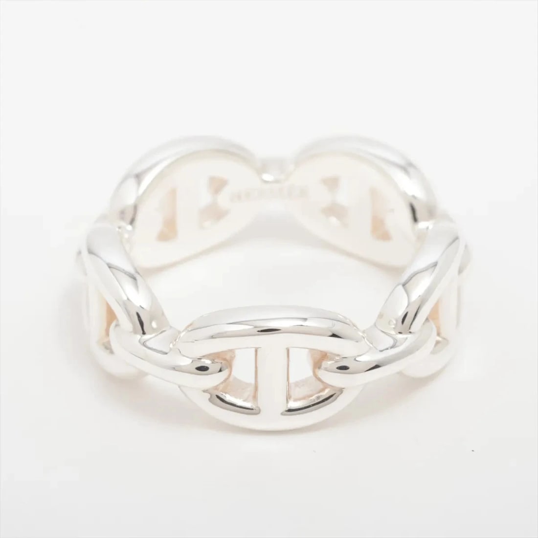 HERMES CHAINE D'ANCRE ENCHAINEE RING: Hermes Chaine d'Ancre Enchainee Ring Brand: Hermes Type/Style: Ring Material: 925, Color: Silver Size: 5.5 - 5.75 US Accessories: None Accessories Notice: When purchasing pre-owned goods,