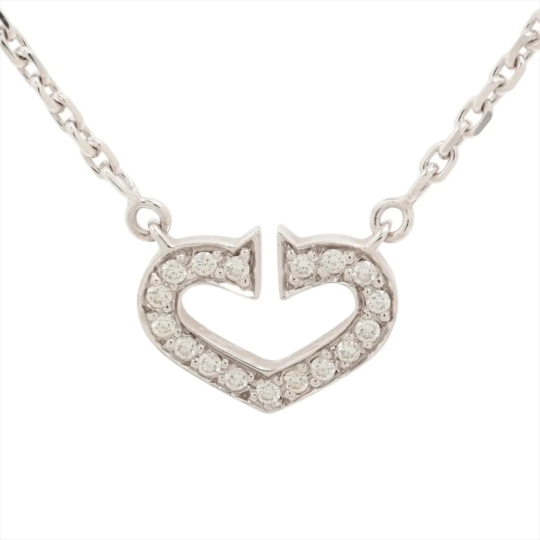 CARTIER C HEART DIAMOND NECKLACE 750(WG): Cartier C Heart diamond Necklace 750(WG) Brand: Cartier Type/Style: Necklace Material: 750(WG), Main Stone/Creation Natural Color: WG Size: Size(CM) Chain length:39.7 Accessories: None