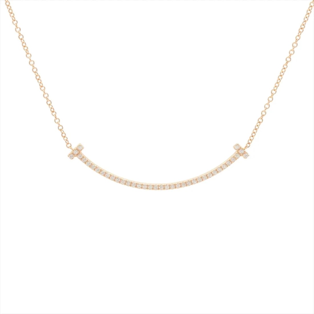 TIFFANY T SMILE SMALL DIAMOND NECKLACE: Tiffany T Smile Small diamond Necklace Brand: Tiffany Type/Style: Necklace Material: 750(PG), Main Stone/Creation Natural Color: PG Size: Size(CM) Chain length:41 Accessories: None