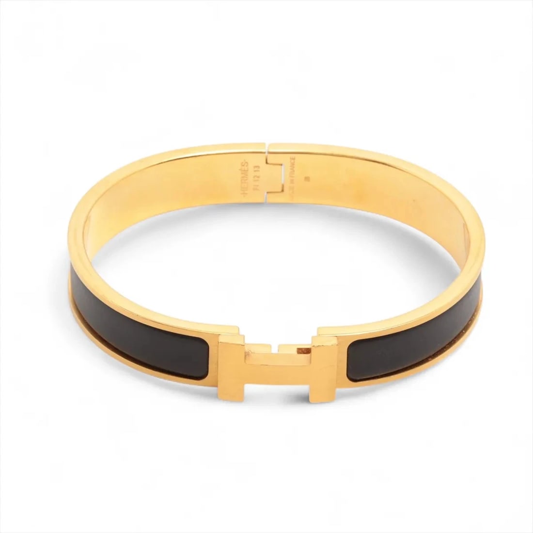 HERMES CLICK H FAN BANGLE GP BLACK GOLD (1 of 4)