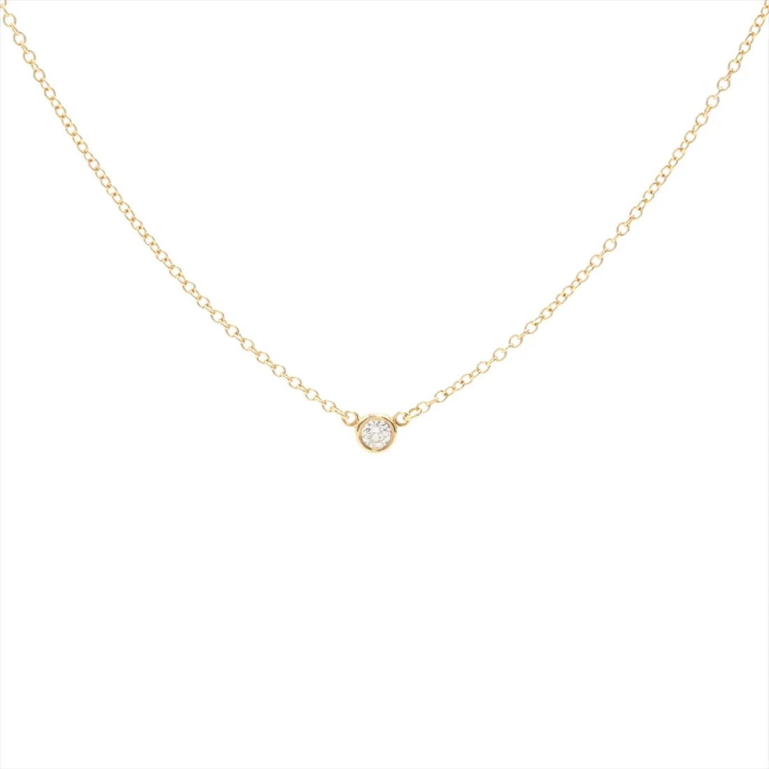 TIFFANY BY THE YARD 1P DIAMOND NECKLACE 750(YG): Tiffany By the Yard 1P diamond Necklace 750(YG) Brand: Tiffany Type/Style: Necklace Material: 750(YG), Main Stone/Creation Natural Color: YG Size: Size(CM) Chain length:40.7 Accessories: None