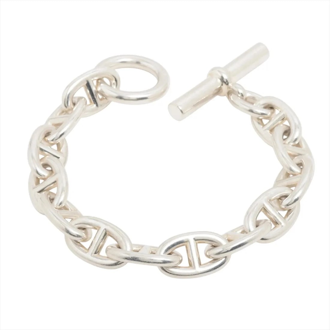 HERMES CHAINE D'ANCRE TGM BRACELET: Hermes Chaine d'Ancre TGM Bracelet Brand: Hermes Type/Style: Bracelet Material: 925, Color: Silver Size: Bracelet length:19 Accessories: None Accessories Notice: When purchasing pre-owned