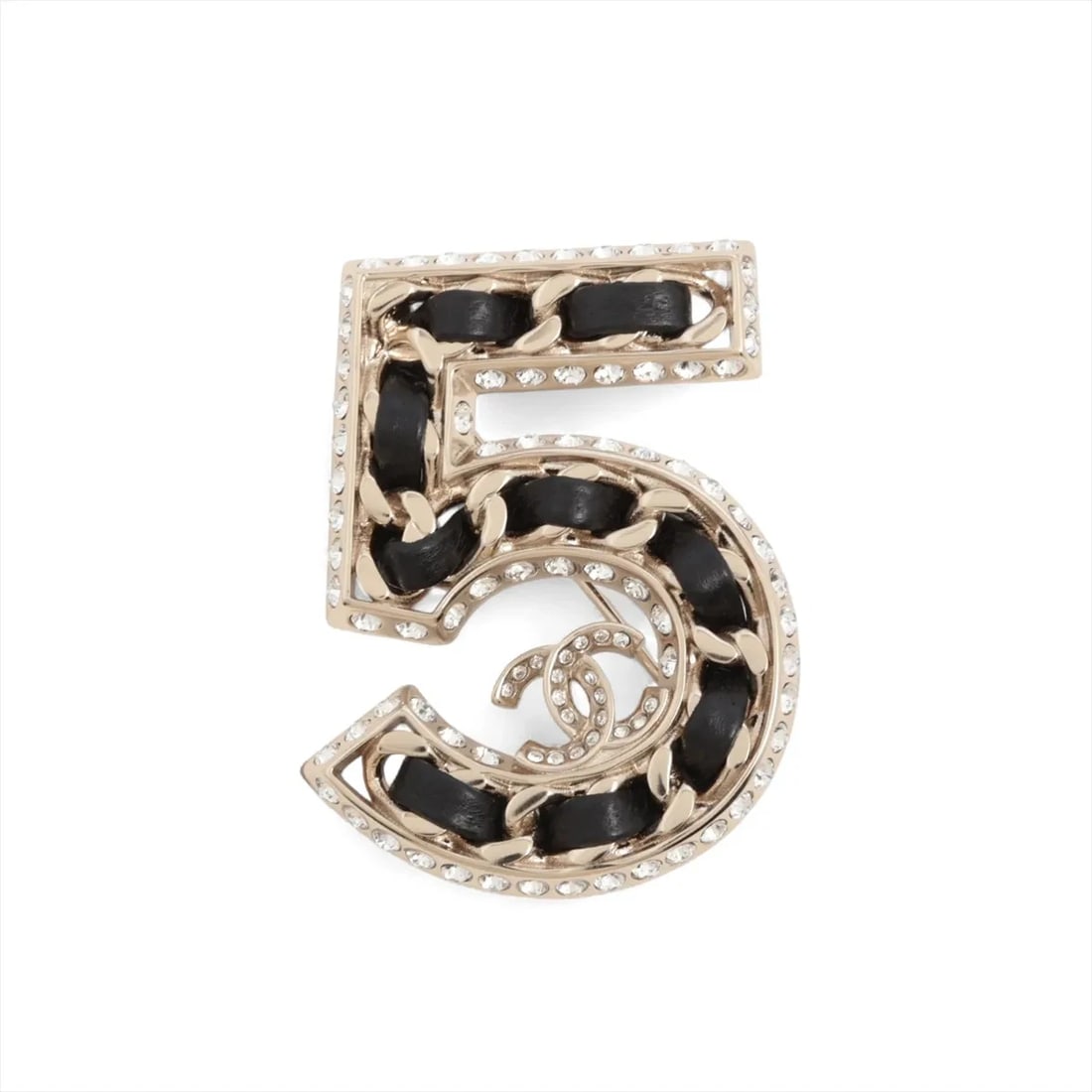 CHANEL BROOCH GP X RHINESTONE X LEATHER: Chanel Brooch GP x Rhinestone x Leather Brand: Chanel Type/Style: Brooch Material: GP x Rhinestone x Leather, Color: Gold Size: None Accessories: None Accessories Notice: When purchasing