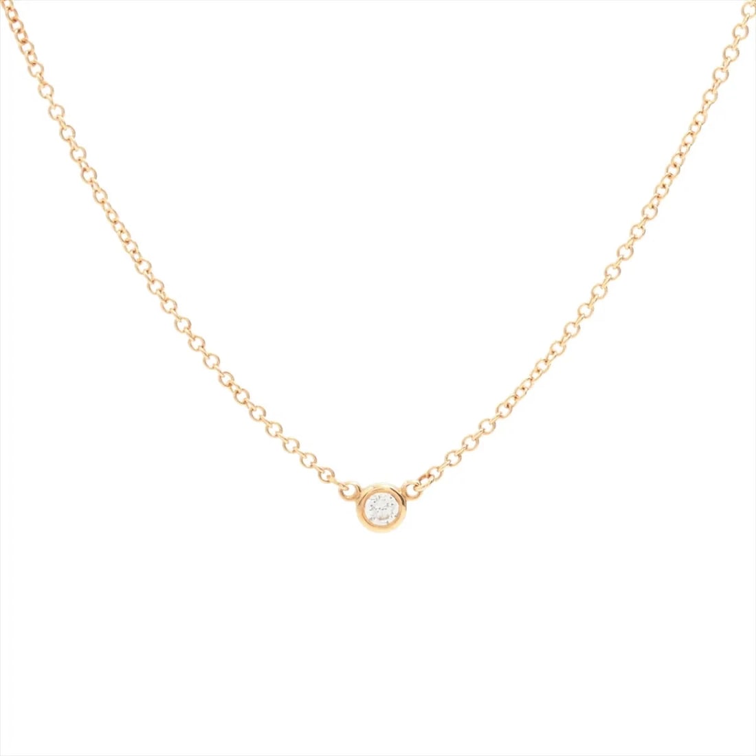 TIFFANY BY THE YARD 1P DIAMOND NECKLACE 750: Tiffany By the Yard 1P diamond Necklace 750 Brand: Tiffany Type/Style: Necklace Material: 750(YG), Main Stone/Creation Natural Color: YG Size: Size(CM) Chain length:41.2 Accessories: None