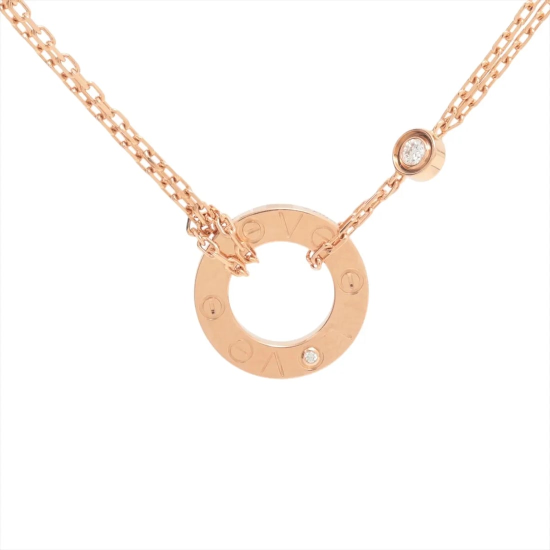 CARTIER LOVE CIRCLE 2P DIAMOND NECKLACE: Cartier Love Circle 2P diamond Necklace Brand: Cartier Type/Style: Necklace Material: 750(PG), Main Stone/Creation Natural Color: PG Size: Size(CM) Chain length:41.5 Accessories: None Acce