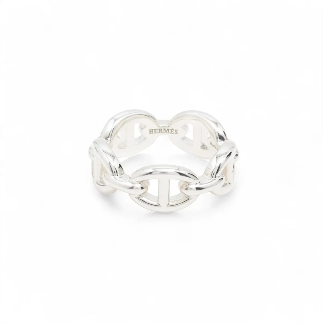 HERMES CHAINE D'ANCRE ENCHAINEE RING: Hermes Chaine d'Ancre Enchainee Ring Brand: Hermes Type/Style: Ring Material: 925, Color: Silver Size: 6 US Accessories: None Accessories Notice: When purchasing pre-owned goods, please refer