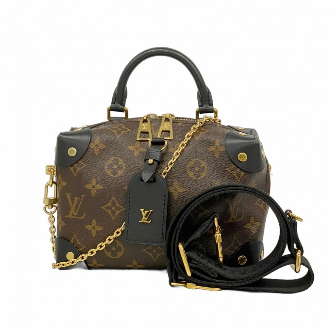 LOUIS VUITTON MONOGRAM PETITE MALLE SOUPLE HANDBAG: Louis Vuitton Monogram Petite Malle Souple Handbag Brand: Louis Vuitton Type/Style: Handbag Material: Monogram Color: Black, Brown Size: Size (HxWxD) 13.5cm x 19.5cm x 7.5cm / 5.31'' x 7.67''