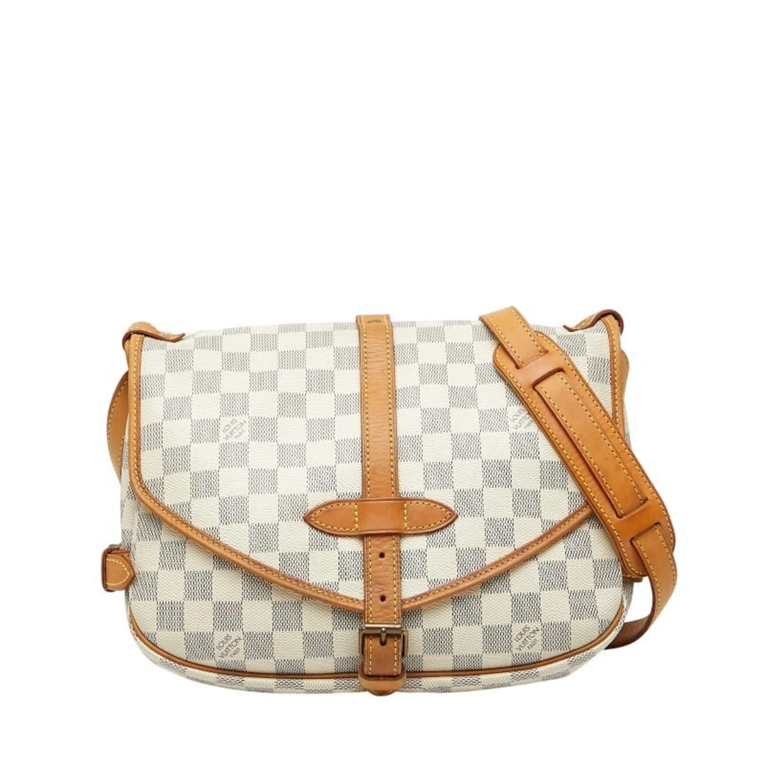 LOUIS VUITTON DAMIER AZUR SAUMUR SPECIAL ORDER SHOULDER BAG: Louis Vuitton Damier Azur Saumur Special Order Shoulder Bag Brand: Louis Vuitton Type/Style: Shoulder bag Material: PVC , Leather Color: Brown, Damier Azur, White Size: Size (HxWxD) 22cm x 29cm x