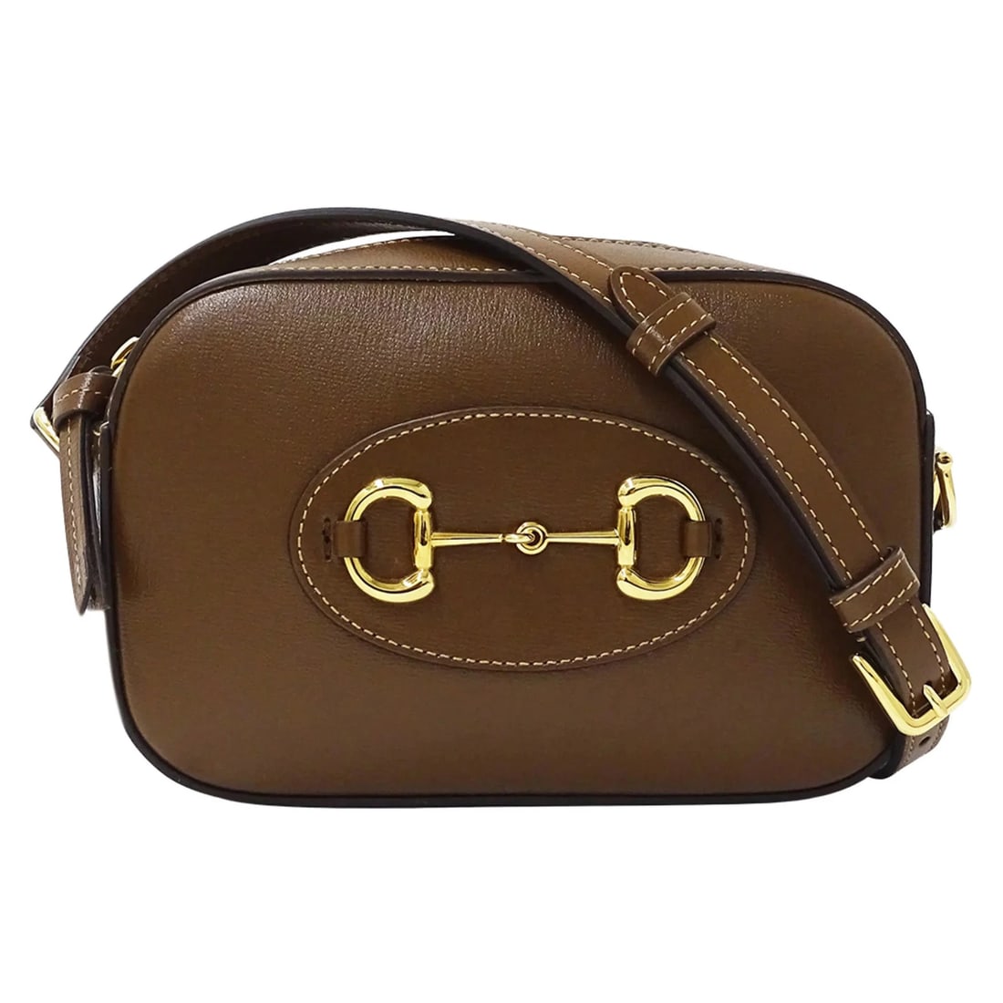 GUCCI HORSEBIT MINI SHOULDER BAG IN BROWN LEATHER (1 of 4)
