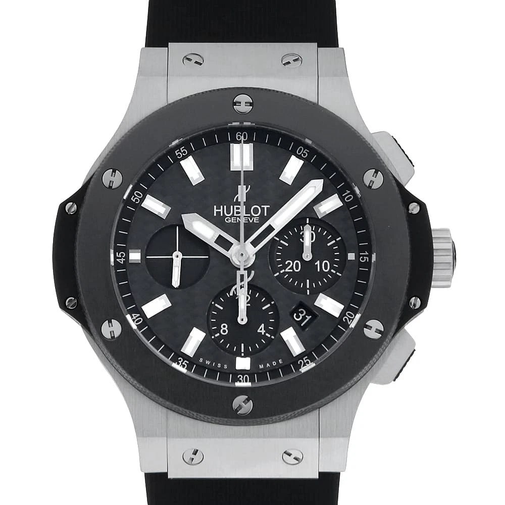 HUBLOT BIG BANG STEEL CERAMIC WRIST WATCH: HUBLOT Big Bang Steel Ceramic Wrist Watch Brand: HUBLOT Type: Wrist watch Material: Band Material rubber, Case Material Stainless Steel Color: Black Size: Case:W44mm Accessories: None