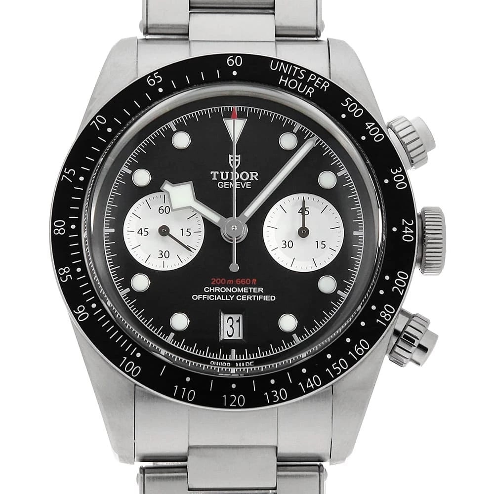 TUDOR BLACK BAY CHRONO ROW BRACE WRIST WATCH: TUDOR Black Bay Chrono row brace Wrist Watch Brand: TUDOR Type: Wrist watch Material: Band Material Stainless Steel, Case Material Stainless Steel Color: Black Size: Case:W41mm Circumference of Wr