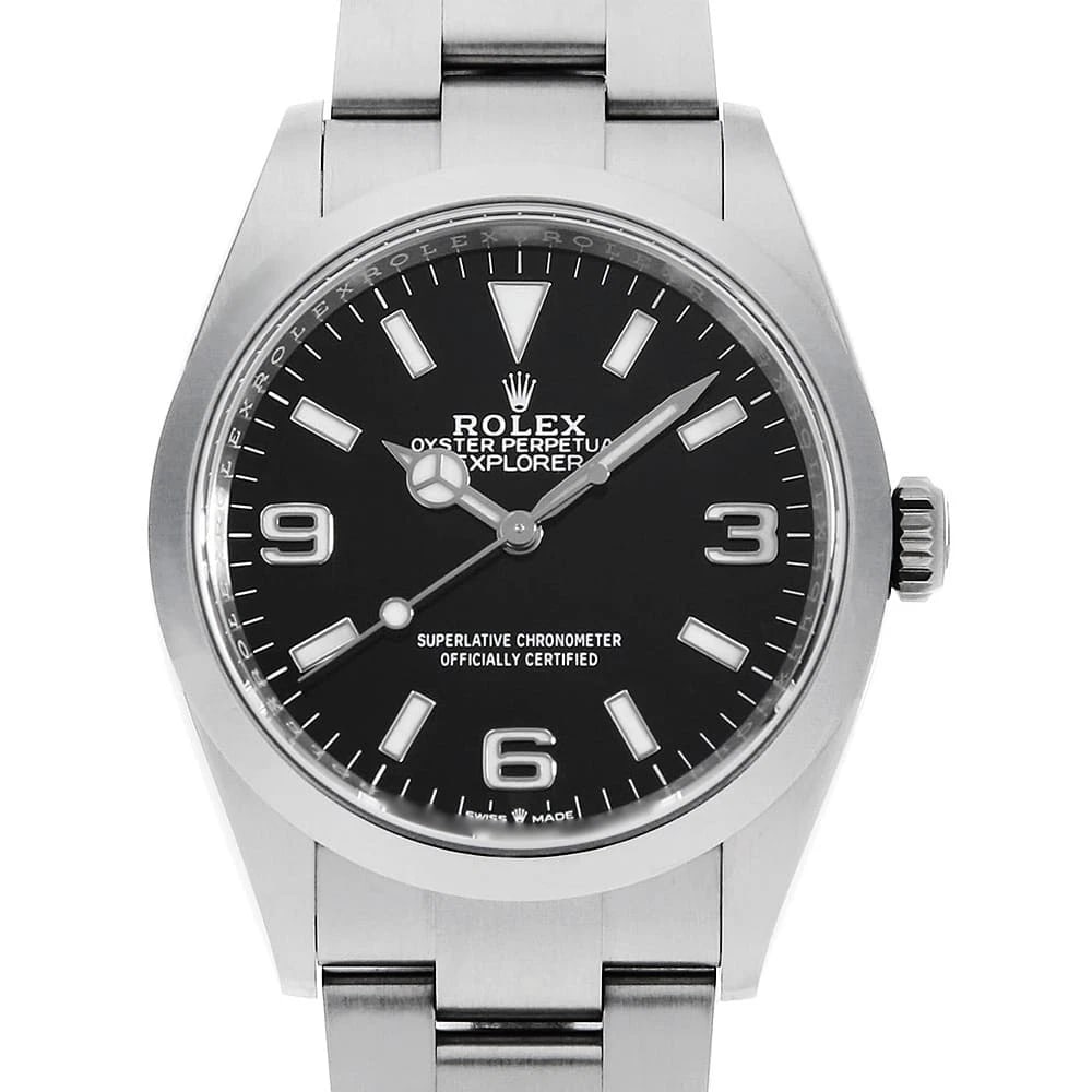 ROLEX EXPLORER 36 BLACK WRIST WATCH: ROLEX Explorer 36 black Wrist Watch Brand: ROLEX Type: Wrist watch Material: Band Material Stainless Steel, Case Material Stainless Steel Color: Black Size: Case:W36mm Circumference of Wrist:19.5c