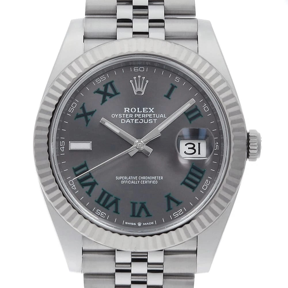 ROLEX DATEJUST 41 SLATE (GREY) GREEN ROMAN WRIST WATCH (1 of 7)