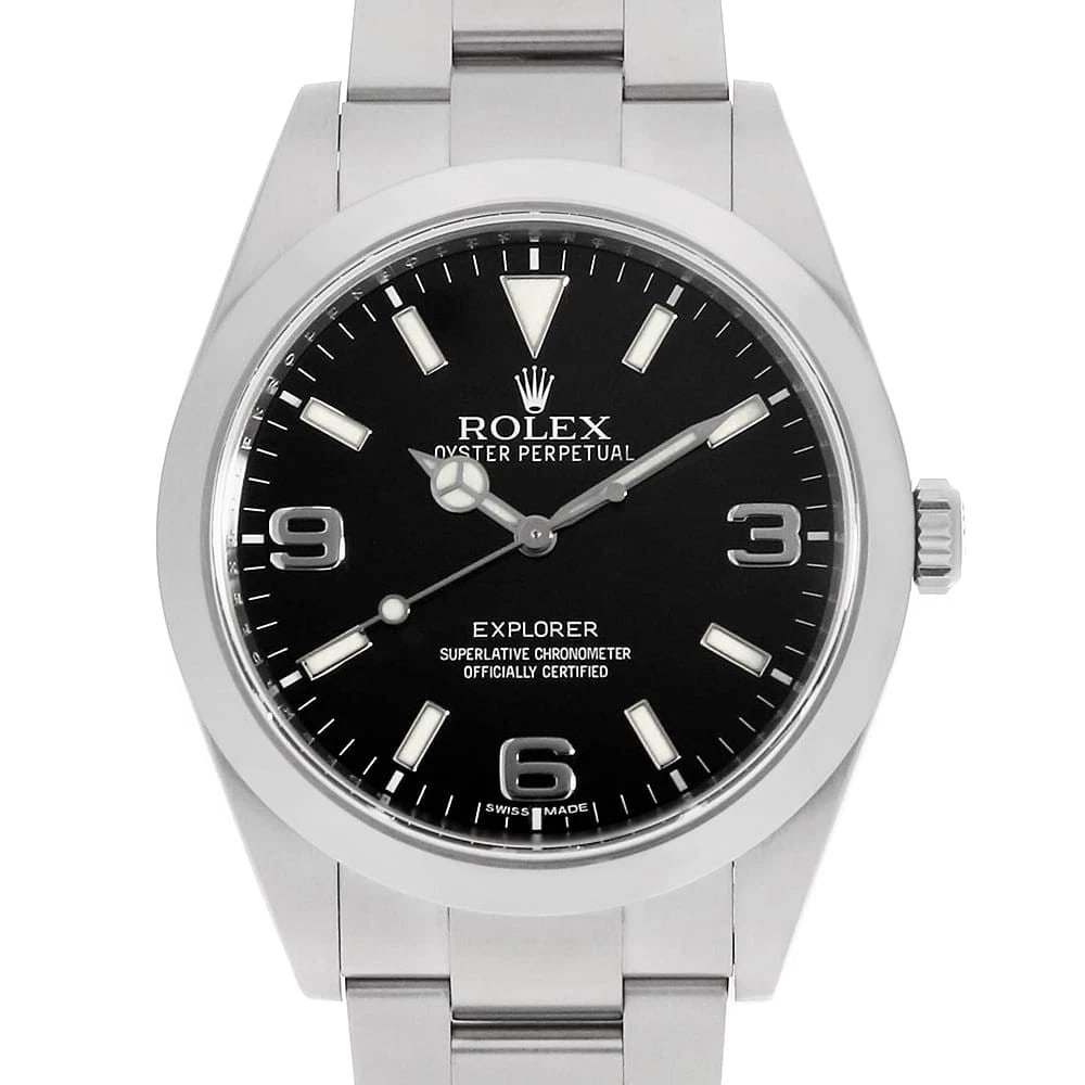 ROLEX EXPLORER I EARLY MODEL BLACKOUT BLACK WRIST WATCH: ROLEX Explorer I early model blackout black Wrist Watch Brand: ROLEX Type: Wrist watch Material: Band Material Stainless Steel, Case Material Stainless Steel Color: Black Size: Case:W39mm Circumfe