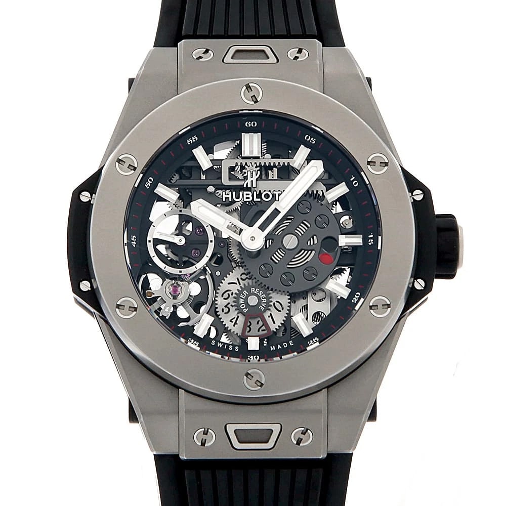 HUBLOT BIG BANG MECHA 10 TITANIUM WRIST WATCH: HUBLOT big bang mecha 10 titanium Wrist Watch Brand: HUBLOT Type: Wrist watch Material: Band Material rubber, Case Material Titanium Color: Skeleton Size: Case:W45mm Accessories: None Acce