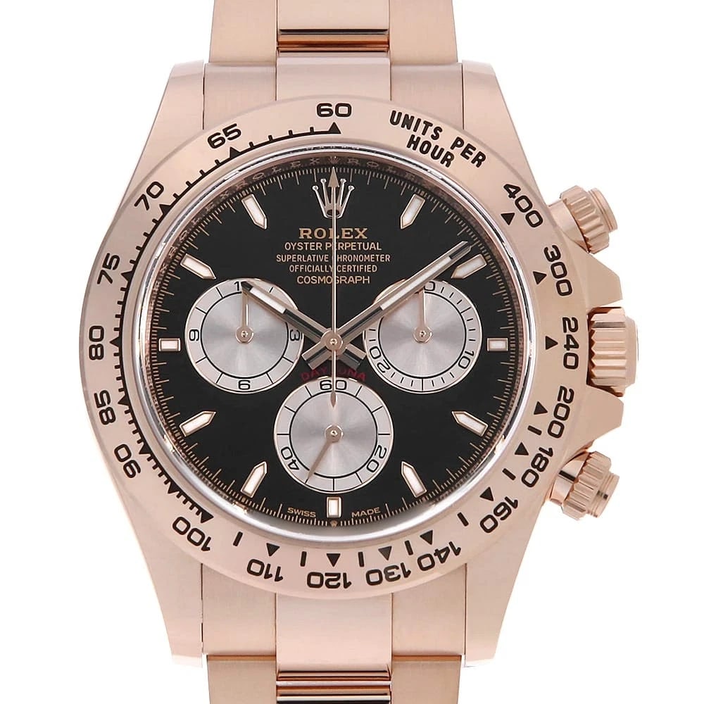 ROLEX COSMOGRAPH DAYTONA BLACK X SAND DUST WRIST WATCH: ROLEX Cosmograph Daytona black x Sand Dust Wrist Watch Brand: ROLEX Type: Wrist watch Material: Band Material Everose Gold, Case Material Everose Gold Color: Black Size: Case:W40mm Circumference o