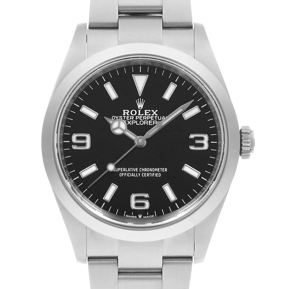 ROLEX EXPLORER 36 BLACK WRIST WATCH: ROLEX Explorer 36 black Wrist Watch Brand: ROLEX Type: Wrist watch Material: Band Material Stainless Steel, Case Material Stainless Steel Color: Black Size: Case:W36mm Circumference of Wrist:18.5c