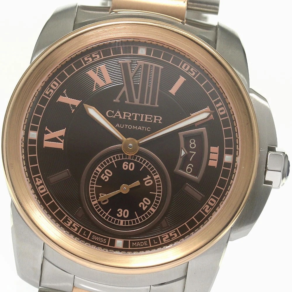 CARTIER CALIBUR SMALL SECONDS AUTOMATIC WATCH WRIST WATCH: CARTIER Calibur Small seconds Automatic Watch Wrist Watch Brand: CARTIER Type: Wristwatch Material: Band Material Stainless Steel/PG, Case Material Stainless Steel/PG Color: Band Color Silver / Pin