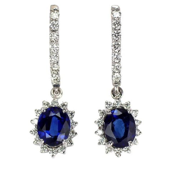 K18WG SAPPHIRE DIAMOND EARRINGS (1 of 2)