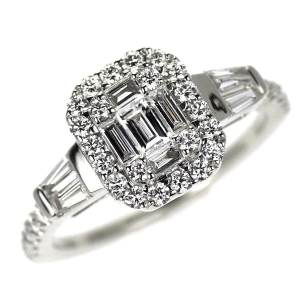 K18WG DIAMOND RING: K18WG diamond ring Brand: None Type/Style: Ring Material: Metal Purity K18, Metal Gold, Main Stone/Creation Natural Color: White Gold Size: 4.75 - 5 US Accessories: None Accessories Notice: