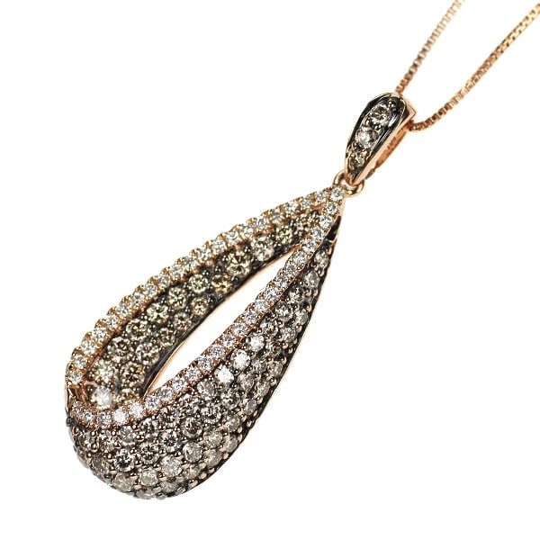 BLACK PLATED/ K18PG DIAMOND PENDANT NECKLACE: black plated/ K18PG diamond pendant necklace Brand: None Type/Style: Pendant Necklace Material: Metal Purity K18, Metal Gold, Main Stone/Creation Natural Color: None Size: Necklace: Chain