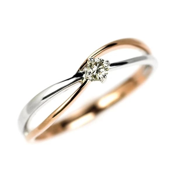 K18WG/PG DIAMOND RING: K18WG/PG diamond ring Brand: None Type/Style: Ring Material: Metal Purity K18, Metal Gold, Main Stone/Creation Natural Color: White Gold Pink Gold Size: 6.25 - 6.5 US Accessories: None