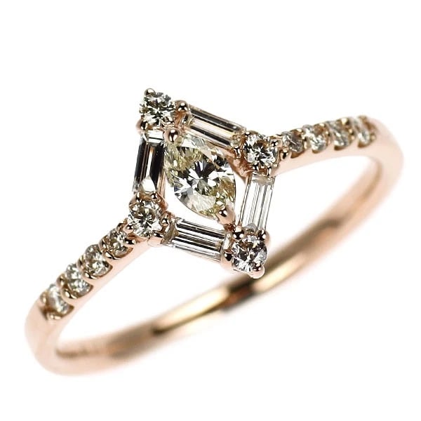 K18PG DIAMOND RING: K18PG diamond ring Brand: None Type/Style: Ring Material: Metal Purity K18, Metal Gold, Main Stone/Creation Natural Color: Pink Gold Size: 6.25 - 6.5 US Accessories: None Accessories Notic