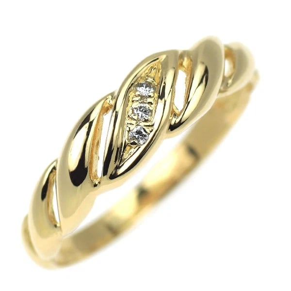 K18YG DIAMOND RING: K18YG diamond ring Brand: None Type/Style: Ring Material: Metal Purity K18, Metal Gold, Main Stone/Creation Natural Color: Yellow Gold Size: 4.5 US Accessories: None Accessories Notice: When