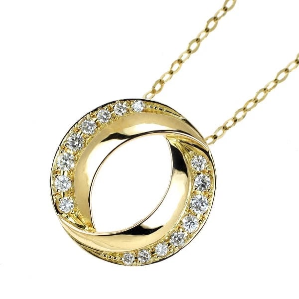 K18YG DIAMOND PENDANT NECKLACE: K18YG DIAMOND PENDANT NECKLACE Brand: None Type/Style: Pendant Necklace Material: Metal Purity K18, Metal Gold, Main Stone/Creation Natural Color: None Size: Necklace: Chain Length 40 