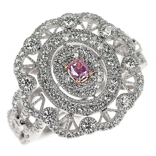 RARE PT950/K18PG NATURAL PINK DIAMOND RING: rare PT950/K18pg natural pink diamond ring Brand: None Type/Style: Ring Material: Metal Purity K18, Metal Gold, Main Stone/Creation Natural Color: None Size: 6 US Accessories: None