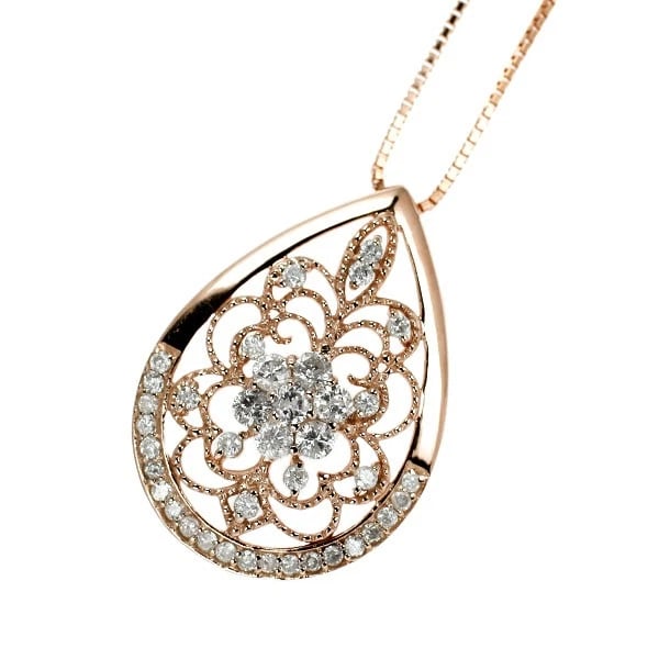 K18PG DIAMOND PENDANT NECKLACE: K18PG DIAMOND PENDANT NECKLACE Brand: None Type/Style: Pendant Necklace Material: Metal Purity K18, Metal Gold, Main Stone/Creation Natural Color: None Size: Necklace: Chain Length ?45 