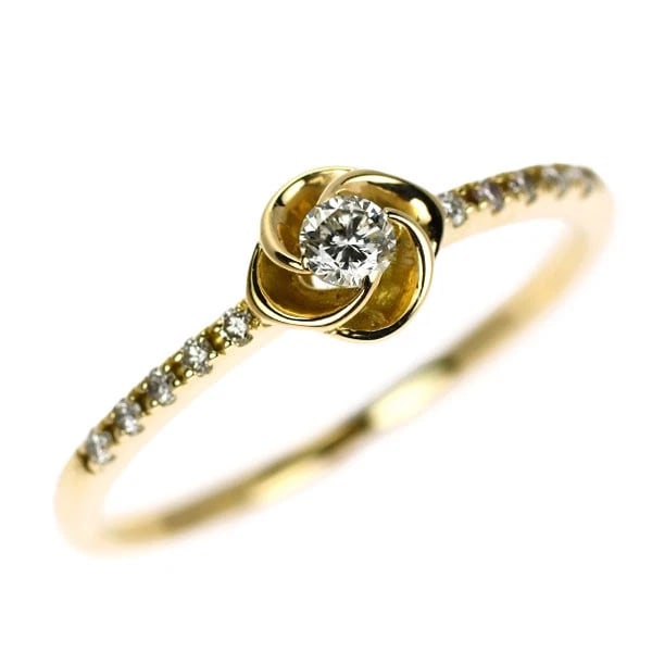 K18YG FLOWER DIAMOND RING: K18YG flower diamond ring Brand: None Type/Style: Ring Material: Metal Purity K18, Metal Gold, Main Stone/Creation Natural Color: Yellow Gold Size: 5.5 - 5.75 US Accessories: None Accessories