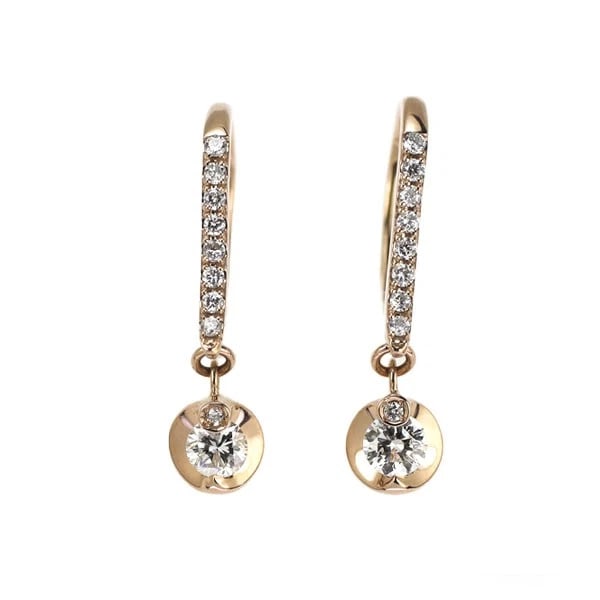 K18PG DIAMOND EARRING: K18PG diamond earring Brand: None Type/Style: piercing Material: Metal Purity K18, Metal Gold, Main Stone/Creation Natural Color: None Size: Length/Width/Diameter20.2 Accessories: None